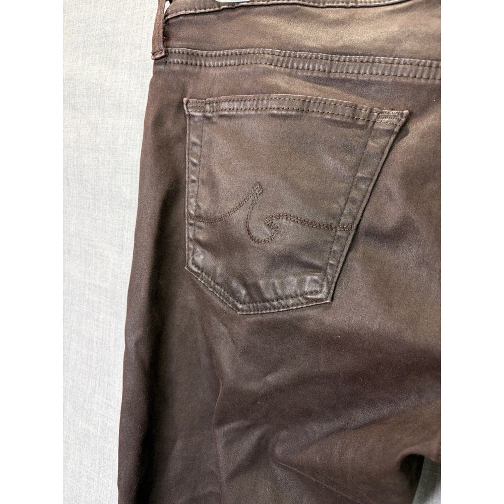 AG Adriano Goldschmied Coated Legging Ankle Jeans Size 29R Brown Leather Look - Picture 6 of 12